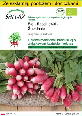 Zdjęcie produktu dla SAFLAX - Zestaw do uprawy - Bio - Rzodkiewki - Śniadanie - 150 Nasiona - Z mini szklarnią, podłożem uprawowym i 2 doniczkami - Raphanus sativus