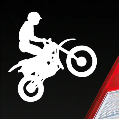 Produktbild von Auto Aufkleber Motorcross Motorrad Bike Tuning 10x9 cm Weiss Matt Sticker Heckscheibenaufkleber