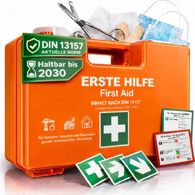 Image de HELDENWERK : Trousse de premiers secours, version 2026, conforme à la norme DIN 13157:2021, avec support mural