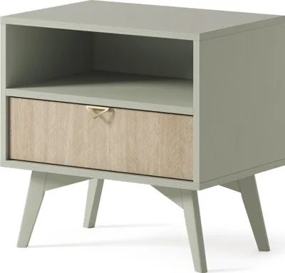 Produktbild von Nachttisch Forrest Nachtschrank 54X54X38 Cm Mit Schublade Eukalyptus/Fichte Scandi