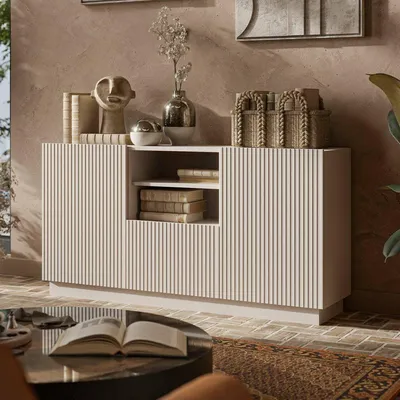 Image de Serchio - Buffet, 150x40x78h cm Beige, 4 Étagères