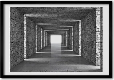Produktbild von Bild - Bilder - Bilderrahmen - 70 cm x 50 cm - MDF-Rahmen, Wandkunst Brick Tunnel