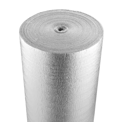 Zdjęcie produktu dla Podwójna odblaskowa rolka izolacyjna VEVOR, bariera radiacyjna z tkaniny, 6,5 mil, 48 cali x 250 stóp, folia aluminiowa i tkanina PE odbijająca ciepło, rolka izolacji termicznej