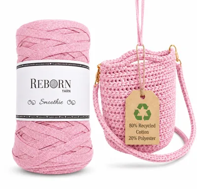 Obrázok produktu pre Pletená priadza Smoothie Bändchengarn 250g – 80% recyklovanej bavlny, približne 90 metrov, ideálna na tašky, košíky a macramé. Farba: 151 Soft Blossom