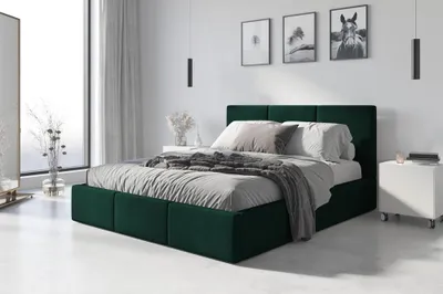 Produktbild von Bett mit Lattenrost Jugendbett Doppelbett gepolsterte  Boxspringbett Matratze, Farbe:grün, Größe:160x200, Matratze:mit Matratze Kaltschaum