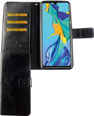 Produktbild von Huawei P30 Handy Hülle Schutz-Tasche Cover Flip-Case Kartenfach Schwarz