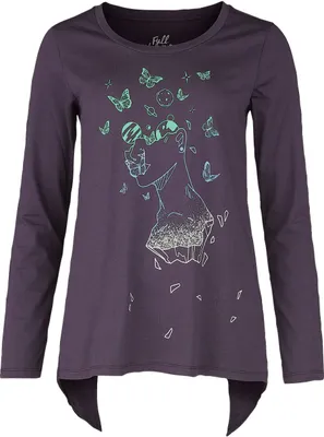 Produktbild von Full Volume by EMP Damen lila Langarmshirt mit Galaxy-Schmetterling-Print M