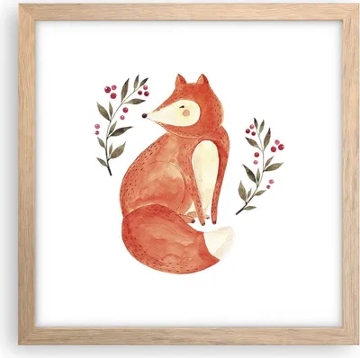 Produktbild von Gerahmtes Poster - Rahmen in heller Eiche - Nov Illustration Fuchs - 30x30 cm - Wand Bild - Wanddeko - Wandbilder - Kunstposter - Wandposter - Bilderrahmen - Bilder - Kunstdruck - P2NAC30x30-4862