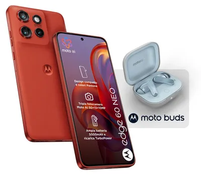 Produktbild von Motorola edge 60 neo + Moto Buds PG38C05749, 16,1 cm (6.36"), 8 GB, 256 GB, 50 MP, Android 15, Rot