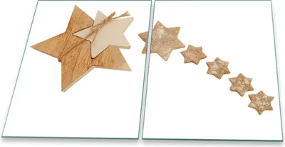 Produktbild von Herdabdeckplatte Glaskeramik 2-Teilig 2x40x52 Holz Braun Abdeckung Spritzschutz Glas