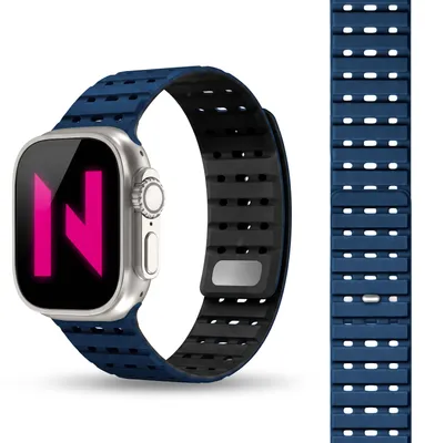 Produktbild von Volt Armband für Apple Watch Ultra/SE/10/9/8/7/6/5/4/3/2/1, Magnet Silikon Sportarmband - 42/44/45/49mm -  Ozeannacht