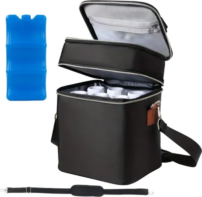 Imagen del producto de Bolsa refrigerante para leche materna, para 6 biberones, con acumulador de frío, ideal para llevar de viaje
