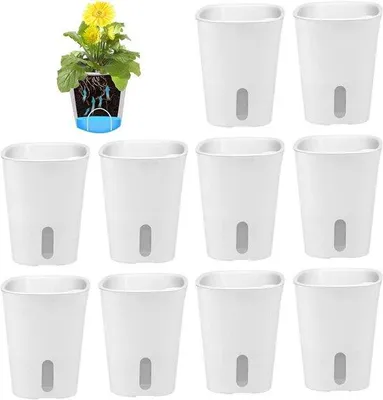Produktbild von Selbstgießende Blumentöpfe-Set mit Wasserstandsanzeige für Innen und Außen