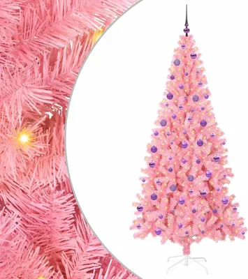 Image de vidaXL Arbre de Noël avec 300 LEDs avec support Rose 210 cm PVC