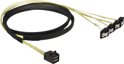 Obrázek produktu pro DeLOCK 85685, černá, žlutá, 1 m, 1 x Mini SAS HD SFF-8643, 4 x SATA 7 pin, samec/samice
