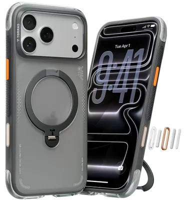 Obrázok produktu pre Torras - Ostand Spin Air Series kryt so stojanom pre iPhone 17 Pro Max – čierny (Shadow Black)
