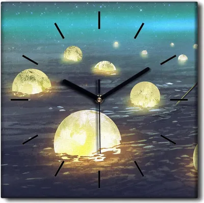 Produktbild von Coloray Uhr auf Leinwand 30x30 cm Wand Uhr Dekoration Wohnzimmer Segeltuch schwarze Hände -Nachtbootmond