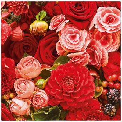 Produktbild von Servietten 33x33 cm - Red Bouquet