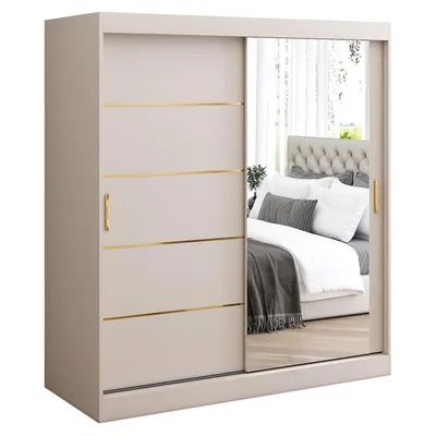 Zdjęcie produktu dla Szafa przesuwna 180x200 Hermes, Kaszmir, Lustro, Szuflady