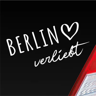 Produktbild von Auto Aufkleber Berlin verliebt Herz Stadt Heimat Liebe Car 19x9 cm Weiss Matt Sticker Heckscheibenaufkleber