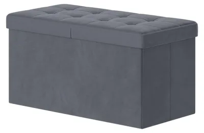 Image de Banc avec espace de rangement et couvercle pour couloir | Gris | 76 x 38 x 38 cm