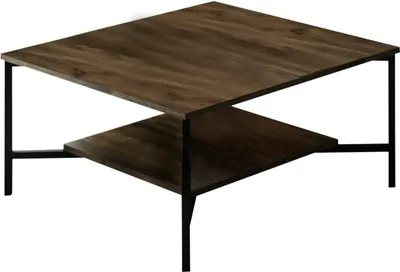 Image de Mia - Table basse, 80x80x40h cm Noix Marron, Porte-revues