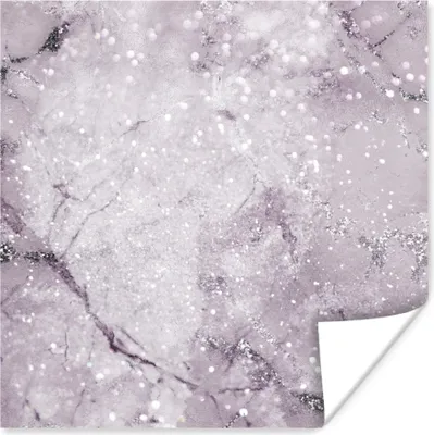 Produktbild von MuchoWow® Poster Marmor - Glitter - Lila 50x50 cm - Wohnzimmerdekoration
