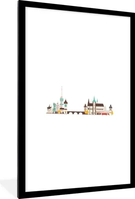 Produktbild von MuchoWow® MuchoWow® Gerahmtes Poster Prag - Tschechische Republik - Skyline 60x90 cm - Poster mit zchwarzem Bilderrahmen - Dekoration - Wandposter Wohnzimmer - Hochwertig
