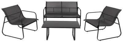 Zdjęcie produktu dla JUMI Zestaw meble OGRODOWE na taras do ogrodu KOMPLET stół 2 x fotel sofa czarny