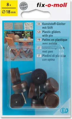 Produktbild von Kunststoffgleiter mit Stift rund 18mm braun fix-o-moll