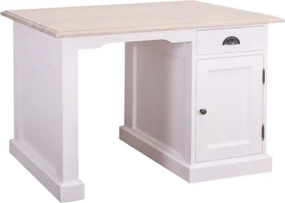 Image de Casa Padrino Bureau de style cottage blanc / naturel 110 x 70 x H. 78 cm - Meubles de bureau de style cottage