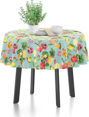 Imagen del producto de Mesa Unyqoos®: Mantel de mesa de poliéster tejido, estampado de cerezas, resistente al agua con base antideslizante, 142 x 180 cm (56 x 71 pulgadas), ideal para mesas rectangulares de 4 a 6 personas, lavable a máquina