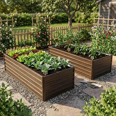 Produktbild von 190x90x64cm Hochbeet Metall Schwarz große Pflanzbeet wetterfest rostfrei Gemüse Terrasse Garten
