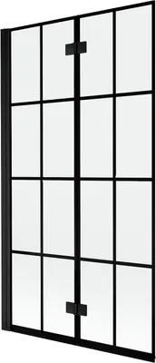 Produktbild von Mexen Mist Duschwand 2-flügelig links 100 x 150 cm, schwarzes Gitter, schwarz - 8A9-100-002-70-77-L