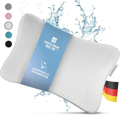 Produktbild von Premium Badewannenkissen Weiss | Badekissen für Badewanne schnelltrocknend & extra große Saugnäpfe für festen Halt | Kissen Badewanne waschbar
