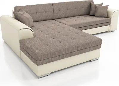 Produktbild von Couchgarnitur SARRA Beige- Braun mit Schlaffunktion Ottomane Links