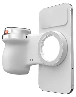 Zdjęcie produktu dla Magnetyczny uchwyt do aparatu w telefonie – uchwyt do smartfona z rączką do selfie i bezprzewodowym przyciskiem migawki – biały