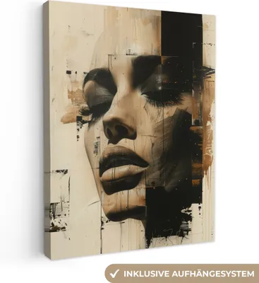Produktbild von MuchoWow® - Leinwandbilder - Frau - Gesicht - Abstrakt - Kunst, Wandbild, Wanddeko Bilder Wohnzimmer, 30x40 cm