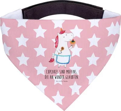 Produktbild von Mr. & Mrs. Panda Hund Halstuch Einhorn Küche - Rot Pastell - Geschenk, Kuchen, Muffin, Einhörner, Hundehalstuch, Hunde, Unicorn, Hunde-Halstuch, Torte