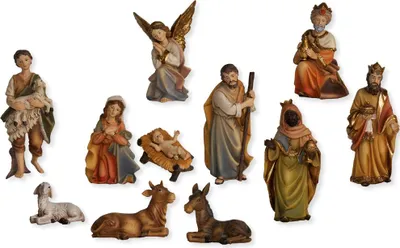 Zdjęcie produktu dla 11 figurek szopkowych FADEDA Markus   / Wysokość: 12 cm / ręcznie malowane / figurki szopkowe z dbałością o szczegóły – świąteczna dekoracja stołu, akcesoria do szopki