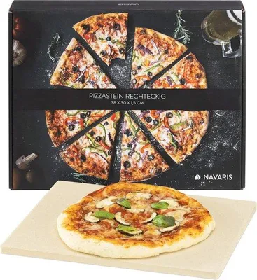 Obrázek produktu pro XL kamenná deska na pizzu do trouby a na gril – ideální pro křupavé pizzy – včetně kuchařky – 38 x 30 cm