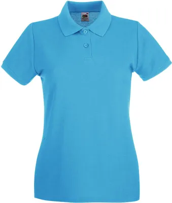 Produktbild von Fruit of the Loom Damen T-Shirt Polohemd kurzarm Poloshirt Polo Shirt, Größe:L (14), Farbe:Azure Blue