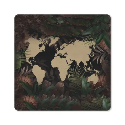 Produktbild von MuchoWow® Mauspad Mousepad Weltkarte - Vintage - Blumen 20x20 cm - Mousepads - Maus Mat - Pad - Mausunterlage - Desk Mat - Bureauartikeln