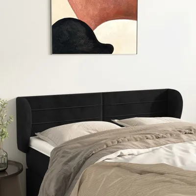 Produktbild von The Living Store Kopfteil mit Ohren Schwarz 147x23x78/88 cm Samt