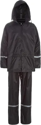 Produktbild von Herren wasserdichte Jacke mit Reißverschluss, Kapuze, versiegelten Nähten, reflektierenden Bändern und Mesh-Einsätzen, Regenjacke-Set
