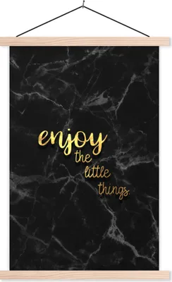 Produktbild von MuchoWow® Textilposter Zitate - Sprichwörter - Gold - Marmor 120x180 cm mit holzfarbenen Rahmen - Textil-Plakat