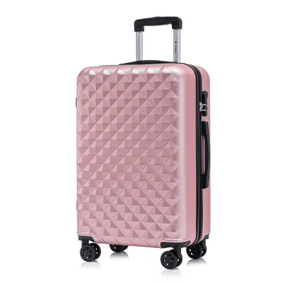 Produktbild von Koffer Trolley Reisekoffer Suitcase, Rollkoffer Handgepäck ,mit 4 Rollen360°, Hartschalenreisekoffer, Zahlenschloss, Weicher Gummigriff (L,Roségold)