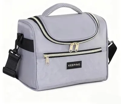 Zdjęcie produktu dla Torba termoizolacyjna na lunch szara dla kobiet mężczyzn 24X16X18CM