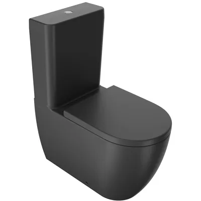 Produktbild von SANYCCES ARC Stand-Kombi-WC Wasseranschluss unten links spülrandlos mit SoftClose WC-Sitz, schwarz matt