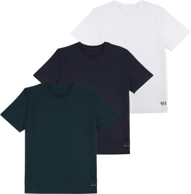 Produktbild von H.I.S. T-Shirt Unterziehshirt mit Rundhals petrol, navy, weiß Größe M
